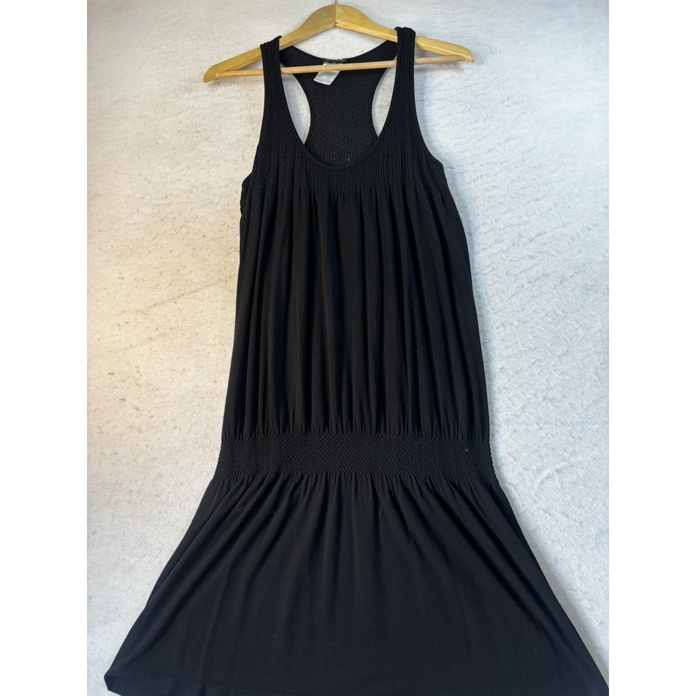 Venus Womens Swim Cover Up L Sleeveless Top & Bottom Ruching Stretch Black Dress